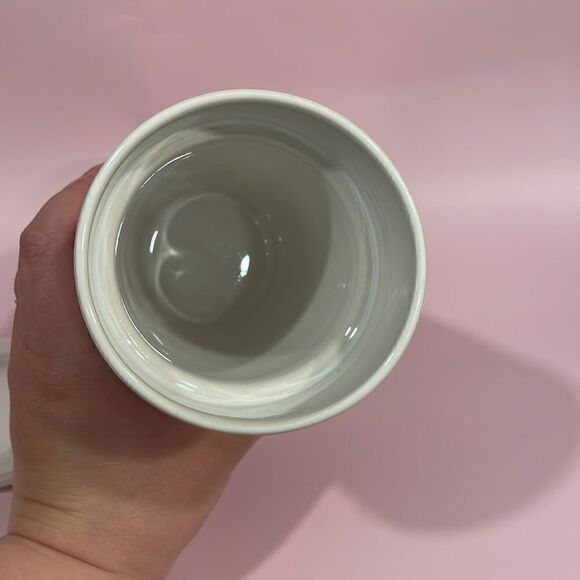 Pink Ceramic mug with lid 12 oz travel mug tea coffee Excellent Used Condition - Picture 6 of 7